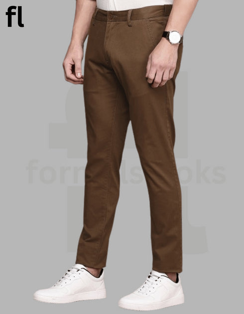 Brown Cotton Imported Stuff Pant Smart Fit